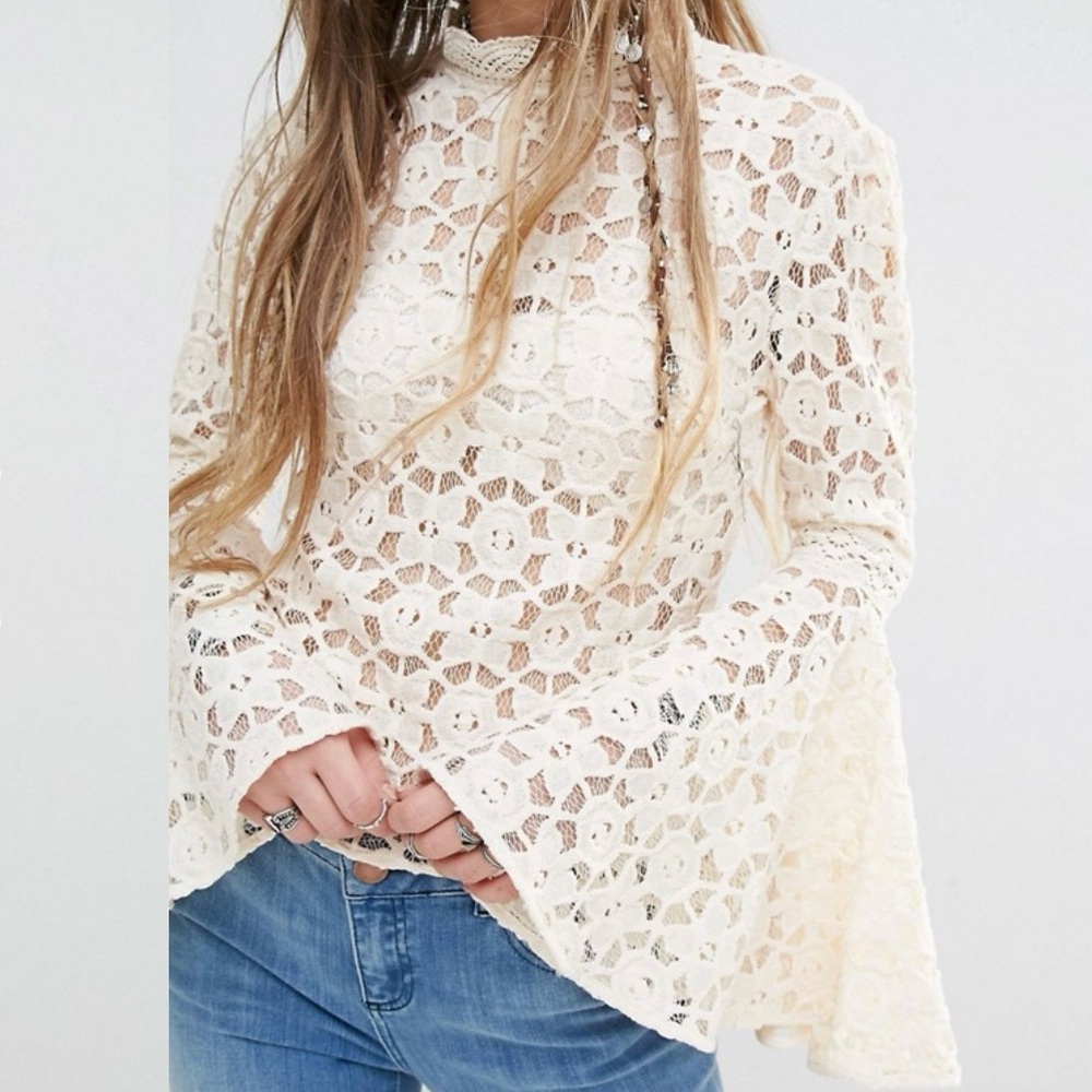 Free People Kiss and Bell Lace Top
